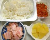 キムタクご飯◎沢庵にキムチ炒飯とベーコン作り方1写真