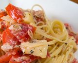 ひんやり桃とトマトとツナの冷製パスタ。作り方6写真