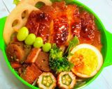 鶏のてりやきと煮卵と茄子味噌炒めお弁当作り方16写真