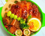 鶏のてりやきと煮卵と茄子味噌炒めお弁当作り方16写真