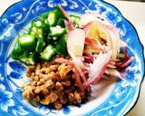 朝食定番♡茗荷オクラ納豆ご飯作り方1写真
