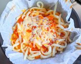 鉄板チーズミートソースうどん作り方6写真