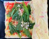 カラフルな玉子焼き♡エビ紅生姜ほうれん草作り方4写真