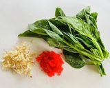 カラフルな玉子焼き♡エビ紅生姜ほうれん草作り方2写真