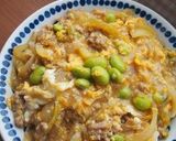枝豆たっぷり！豚ミンチの卵とじ丼♪作り方7写真