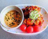 チーズニラたれで食べる鶏の唐揚げ作り方7写真