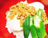 豆腐のっけ丼、オクラ納豆添え(^^)作り方4写真