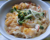 揚げ玉とカニカマの玉子とじ丼♪作り方2写真