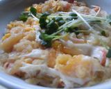 揚げ玉とカニカマの玉子とじ丼♪作り方3写真