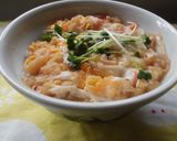 揚げ玉とカニカマの玉子とじ丼♪作り方5写真