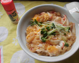 揚げ玉とカニカマの玉子とじ丼♪作り方6写真