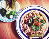 舞茸と万願寺とうがらしの和そばパスタ作り方4写真