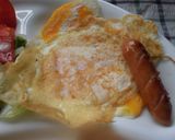 オーバーミディアム目玉焼きの朝食プレート作り方3写真