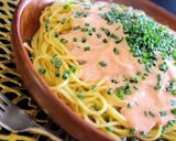 レストランの明太子クリームパスタ作り方8写真