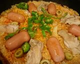 野菜ジュースで作るチキンのパエリア作り方8写真