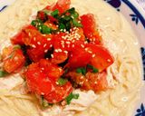＊ささみと梅大葉トマトの豆乳そうめん＊作り方6写真