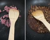 麻婆的な餡を焼そばに掛ける汁なし担々麺風作り方3写真