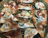 オクラとモロヘイヤのワンタン挟み焼き作り方4写真