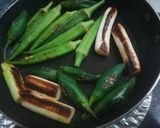 簡単!　シシトウ、オクラ、長ネギの焼き物作り方1写真