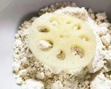 鶏ひき肉と蓮根の揚げたん〜季節の野菜添え作り方5写真