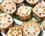 鶏ひき肉と蓮根の揚げたん〜季節の野菜添え作り方7写真