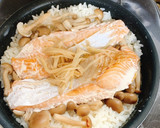 秋鮭としめじの炊き込みご飯作り方4写真