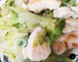 簡単に♪鶏むね肉とレタスのヘルシー炒め作り方4写真