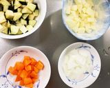 レンジ味噌ミルクスープ豚こまのせドーム蒸作り方1写真