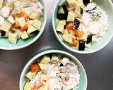 レンジ味噌ミルクスープ豚こまのせドーム蒸作り方3写真