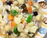 レンジ味噌ミルクスープ豚こまのせドーム蒸作り方18写真
