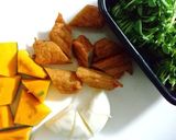 カボチャとごぼう天の煮物～肉じゃが風～作り方1写真