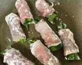 小松菜の豚肉巻き！味噌照り焼きダレ！作り方3写真