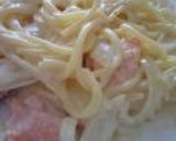 サーモンのカマンベールチーズスープパスタ作り方5写真