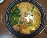 牛肉と小松菜のピリ辛温泉湯豆腐作り方3写真