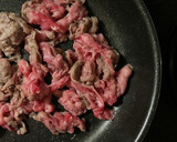 牛コマともやし茄子のオイスター炒め作り方1写真