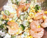 オクラとコーン海老のかき揚げ蕎麦作り方3写真