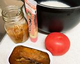 サンマ蒲焼缶トマト炊込みご飯作り方1写真