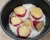 煮干しと金時芋の炊け込みご飯作り方3写真