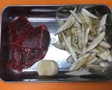 クジラとゴボウの甘辛煮作り方1写真
