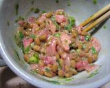 手巻き寿司ネタ～マグロ切り落としと納豆作り方3写真