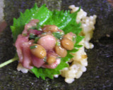 手巻き寿司ネタ～マグロ切り落としと納豆作り方4写真