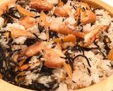 焼き鮭入り　お手頃おこわ作り方7写真