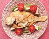 鯛の唐揚げにアスパラとエリンギ添え作り方7写真