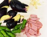 ナス、獅子唐のトマトソースパスタ♡作り方1写真