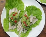サラダチキンとワカモレのサンチュ巻き作り方4写真