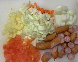 色々野菜とソーセージのスープ作り方1写真