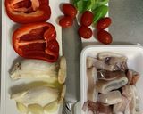 イカと夏野菜のガーリックバターソテー作り方1写真