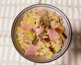 ほかほか！ハムと秋の味覚入りご飯作り方7写真