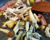 ハムと栗と茸のクリームパスタ作り方4写真