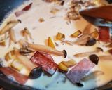 ハムと栗と茸のクリームパスタ作り方5写真